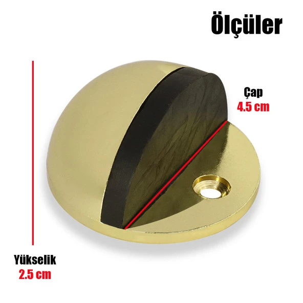 Yarımay Kapı Stoperi Tamponu Vidalı Metal Kapı Stopu Durdurucu Tutucu Gold Altın - Resim 2