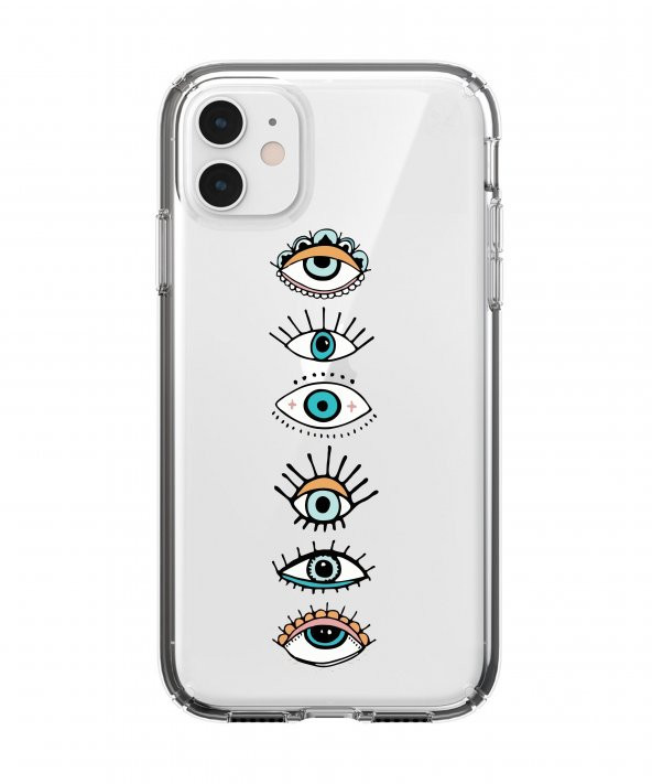 Renkli Gözler iPhone 11 Şeffaf Telefon Kılıfı