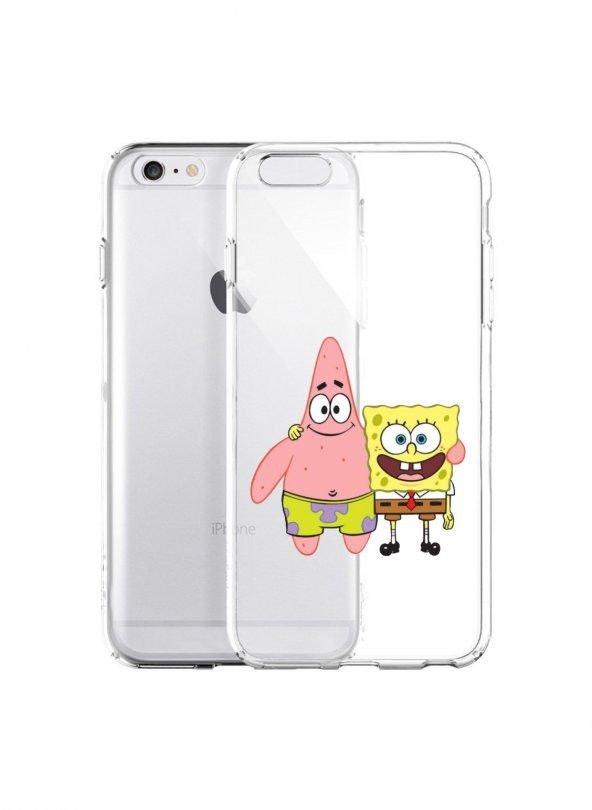 iPhone 6 / 6s Sünger Bob ve Patrickstar Şeffaf Telefon Kılıfı