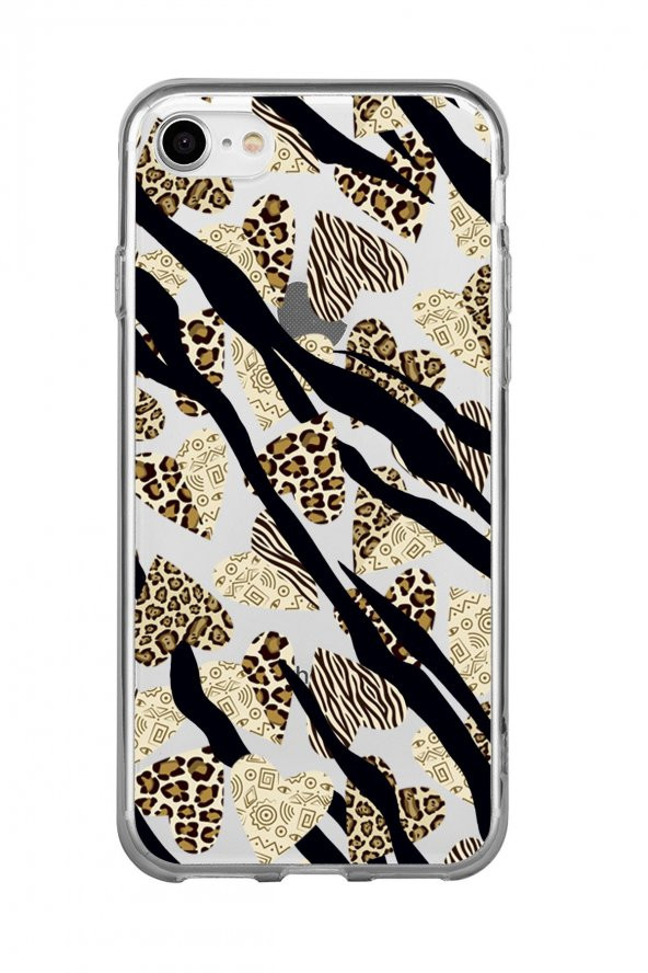 iPhone 7 Love Animals Premium Şeffaf Silikon Kılıf Beyaz Baskılı