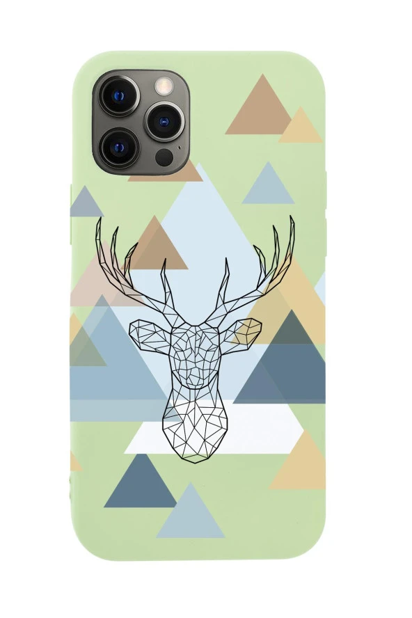 iPhone 12 Pro Max Polygon Deer Premium Silikonlu Telefon Kılıfı