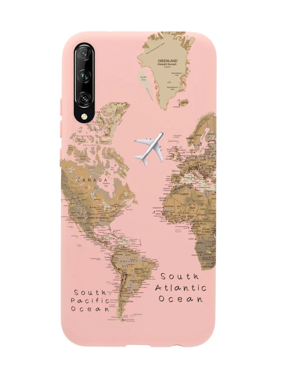 Huawei Psmart Pro Harita Desenli Premium Silikonlu Telefon Kılıfı