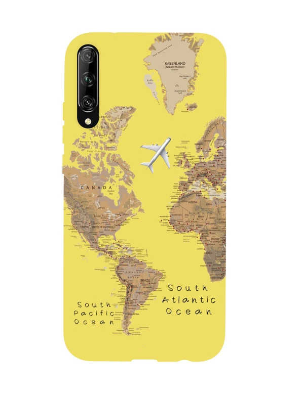 Huawei Psmart Pro Harita Desenli Premium Silikonlu Telefon Kılıfı - 3