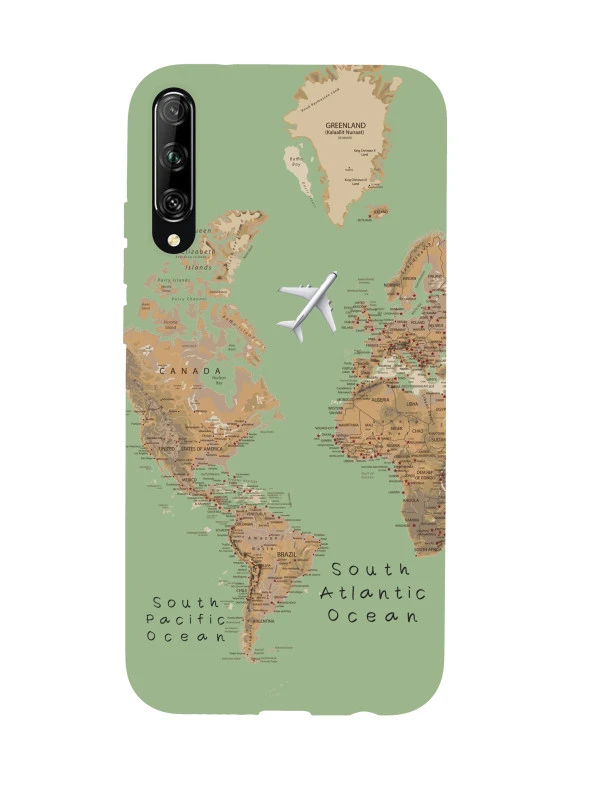Huawei Psmart Pro Harita Desenli Premium Silikonlu Telefon Kılıfı - 4