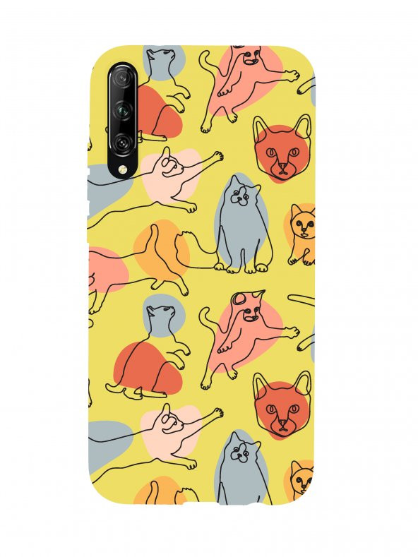Huawei Psmart Pro Sevimli Kedi Figürleri Premium Silikonlu Telefon Kılıfı - 2
