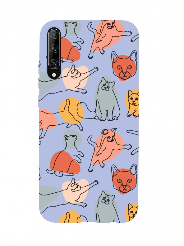 Huawei Psmart Pro Sevimli Kedi Figürleri Premium Silikonlu Telefon Kılıfı - 4