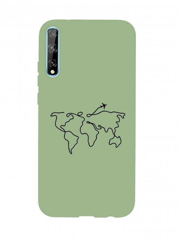 Huawei Psmart S Dünya Harita Rota Desenli Premium Silikonlu Telefon Kılıfı