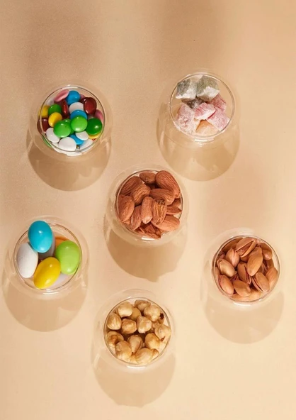 6'lı Cam Lokumluk Seti - Kahve Yanı Lokumluk, Şekerlik Takımı - Çift Cidarlı, 50 ML - 2