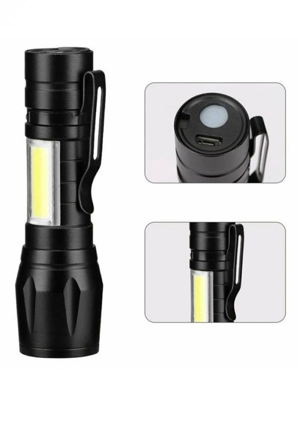 Ultra Güçlü Usb Şarjlı El Feneri Kutulu Kamp Feneri Avcılık Feneri - 2