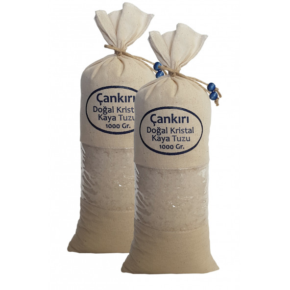 Çankırı Tuzu 2 Kg. (1kg.x2ad.) Bez Torbada İri Taneli Çankırı Tuz 2 Adet Özel Torbasında