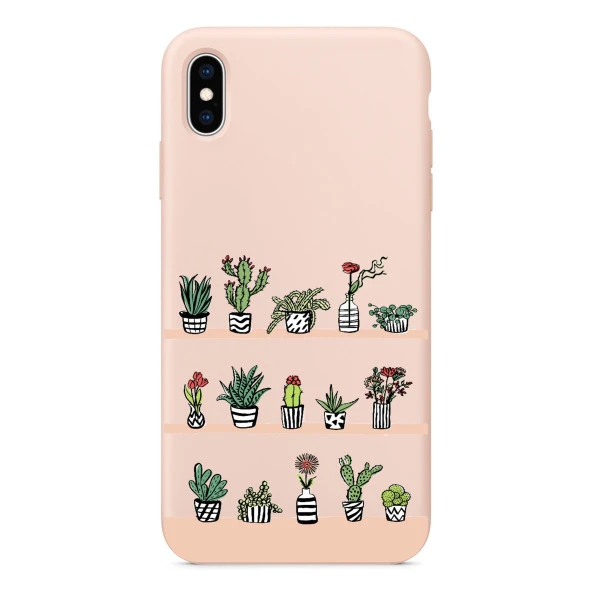 Kaktüs Bahçesi Tasarımlı iPhone XS Max Telefon Kılıfı - 5