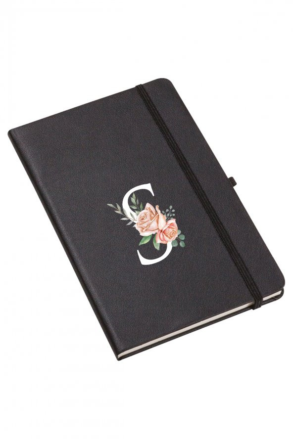 Gül Desenli S Harfli Termo Deri Not Defteri - 2