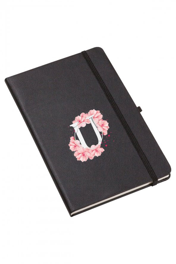 Pembe Çiçek Desenli U Harfli Termo Deri Not Defteri - 2