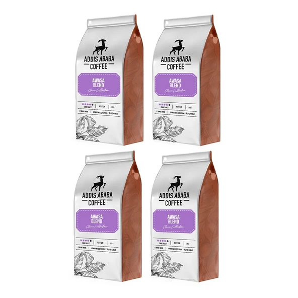 Addis Ababa Coffee Awasa Blend 4 lü Avantajlı Paket 1000 Gram Çekirdek Kahve
