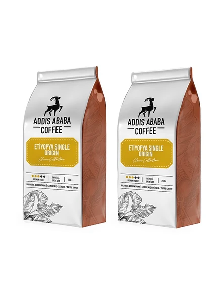 Addis Ababa Coffee Etiyopya Single Origin Coffee 2 lİ Avantajlı Paket Çekirdek Kahve 500 Gram