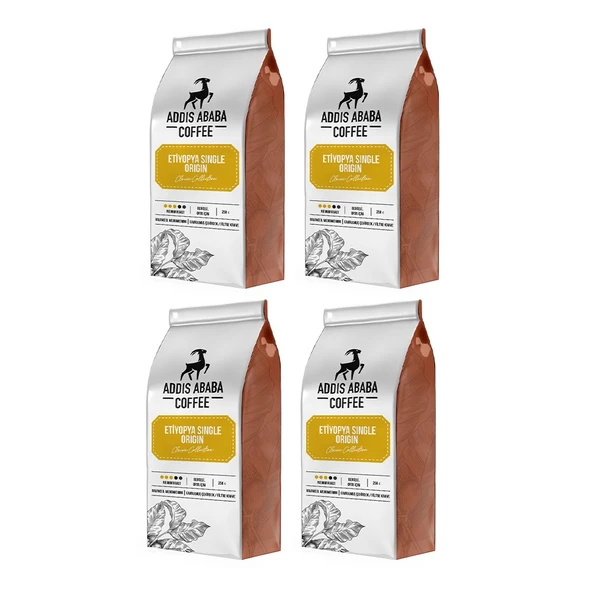 Addis Ababa Coffee Etiyopya Single Origin Coffee 4 lü Avantajlı Paket Çekirdek Kahve 1.000 Gram