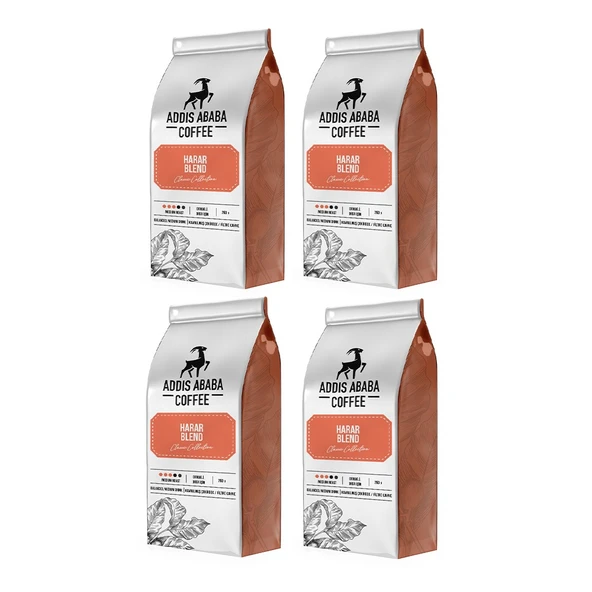 Addis Ababa Coffee Harar Blend 4 lü Avantajlı Paket 1.000 Gram Çekirdek Kahve