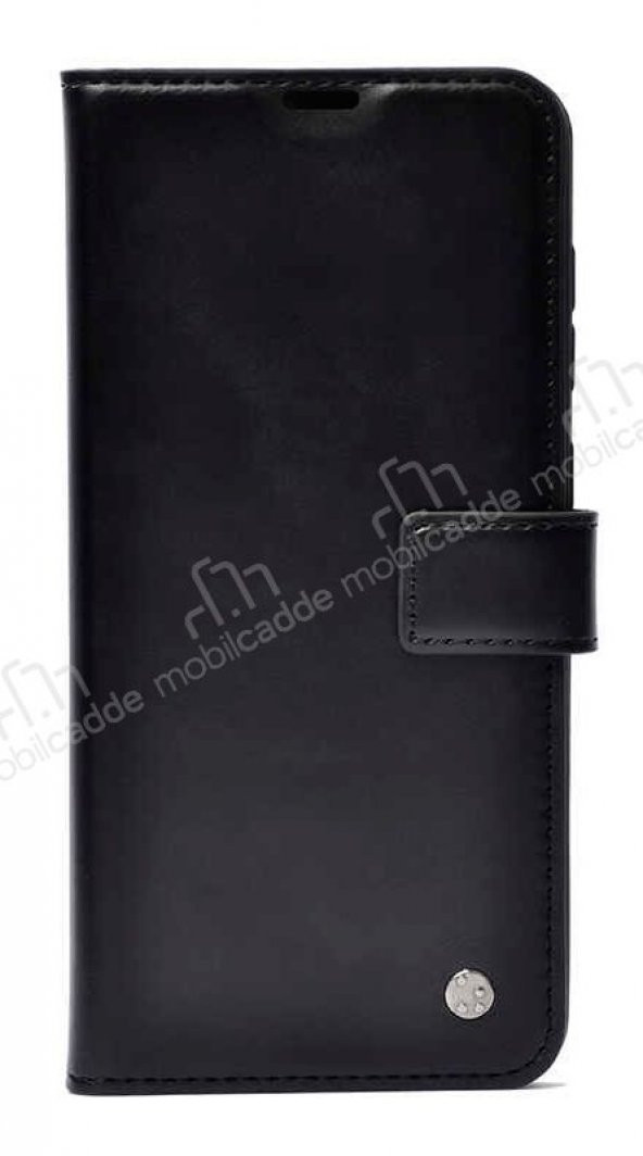 Kar Deluxe iPhone 13 Cüzdanlı Yan Kapaklı Siyah Deri Kılıf