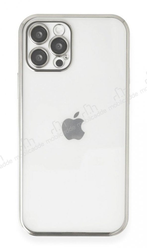 Eiroo Camera iPhone 12 Pro Kamera Korumalı Silver Silikon Kılıf