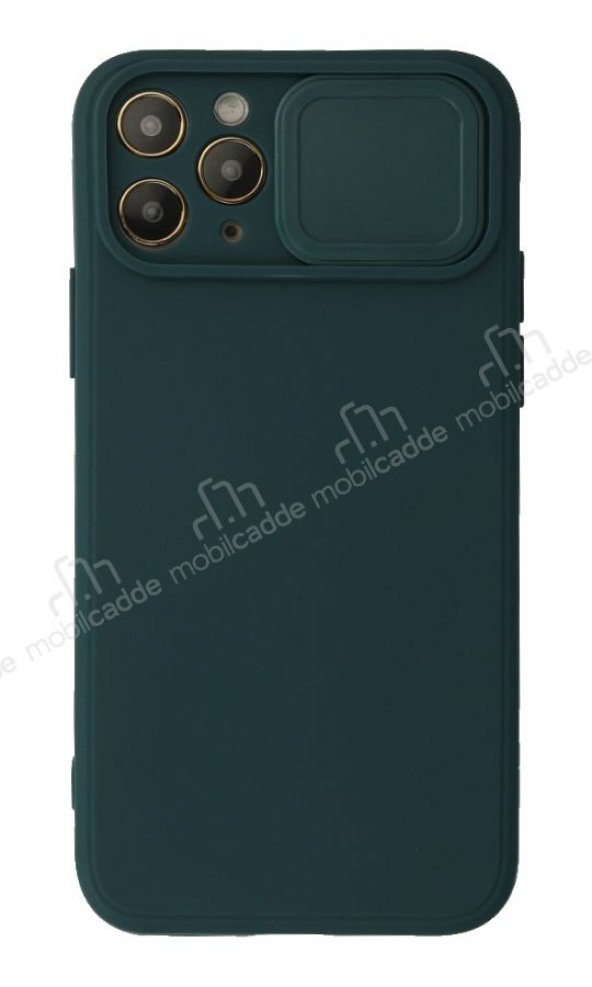Eiroo iPhone 12 Pro Max Kamera Korumalı Yeşil Silikon Kılıf