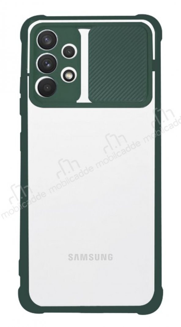 Eiroo Clear Lens Samsung Galaxy A32 4G Yeşil Silikon Kılıf