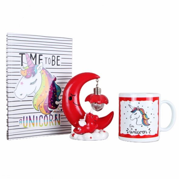 Unicorn Ay Masa Lambası Defter Kupa Hediye Seti