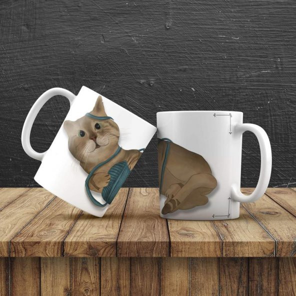 Kedi Puf Yastık Kedi Kupa Hediye Seti - 2