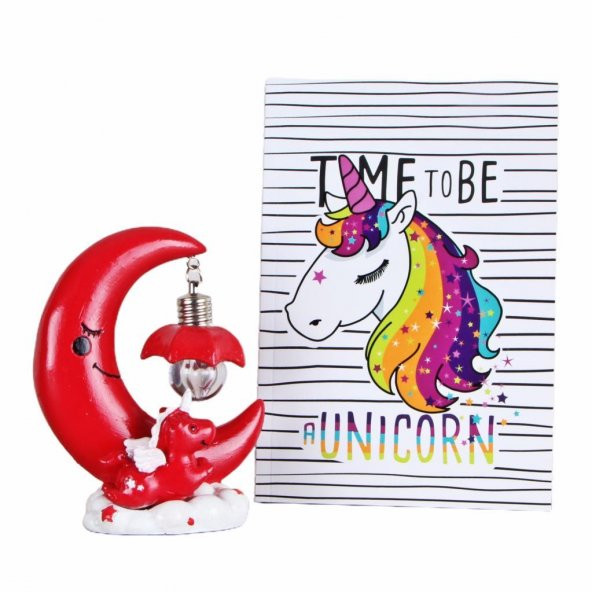 Unicorn Ay Masa Lambası Defter Hediye Seti