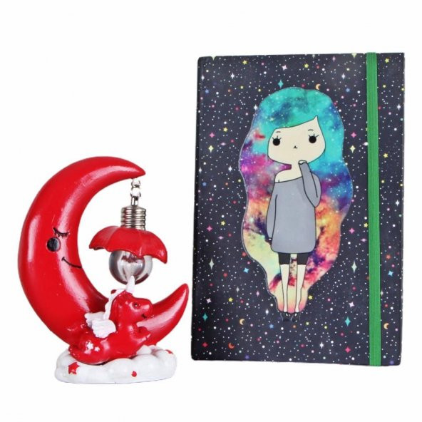Unicorn Ay Masa Lambası Sert Kapak Satürn Kız Defter