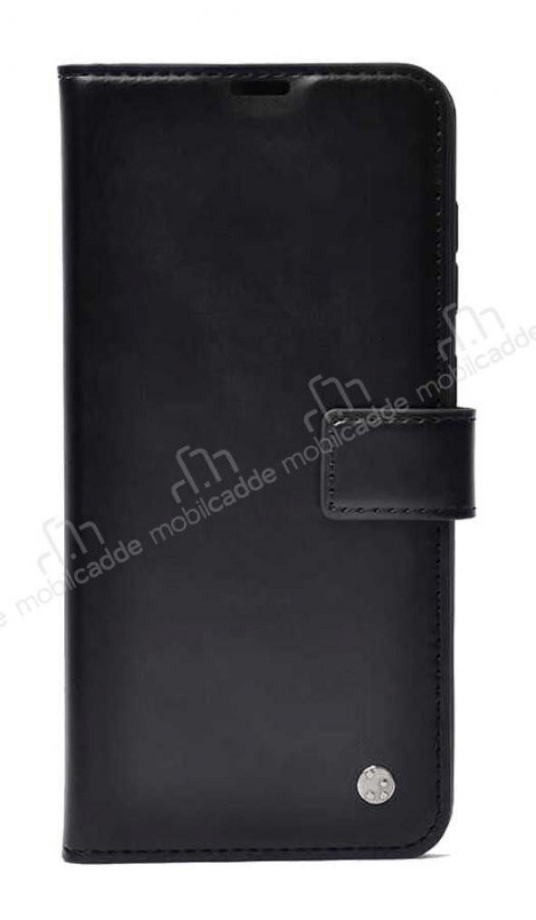 Kar Deluxe Oppo A15s Cüzdanlı Yan Kapaklı Siyah Deri Kılıf