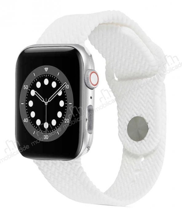 Eiroo KRD-37 Apple Watch SE Beyaz Silikon Kordon 44mm