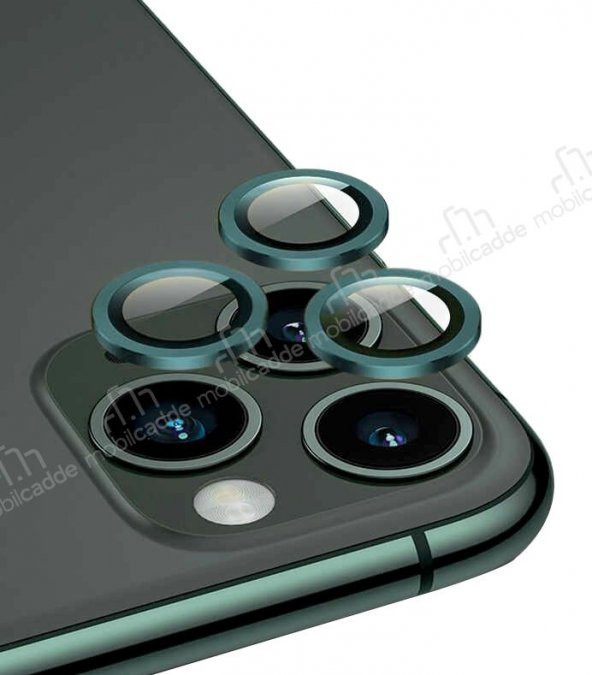Apple iPhone 12 Pro Metal Kenarlı Cam Lacivert Kamera Koruyucu