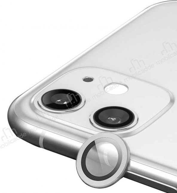 iPhone 12 mini 5.4 Metal Kenarlı Cam Silver Kamera Koruyucu