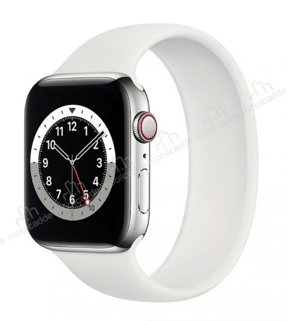 Apple Watch 6 Solo Loop Beyaz Silikon Kordon 40mm