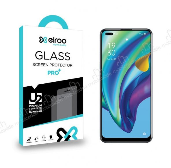 Eiroo Oppo Reno4 Lite Tempered Glass Cam Ekran Koruyucu