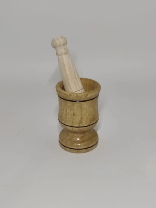 Ahşap Havan 9-6 cm Ahşap Tokmaklı Ezici Kahve Sarımsak Patlıcak Leblebi Dövücü Ezici - 2