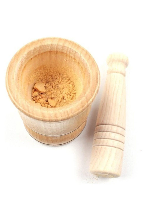 Ahşap Havan 9-6 cm Ahşap Tokmaklı Ezici Kahve Sarımsak Patlıcak Leblebi Dövücü Ezici - 5