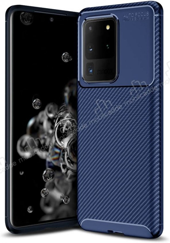 Eiroo Rugged Carbon Samsung Galaxy Note 20 Lacivert Silikon Kılıf