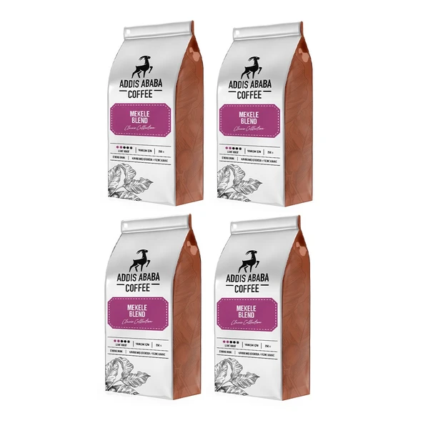 Addis Ababa Coffee Mekele Blend Kahve Avantajlı Paket 250 Gr. x 4 adet ( 1000 Gr. ) Çekirdek Kahve