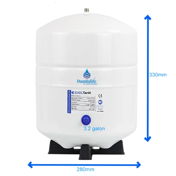 Damlalife Ekol Tank 3,2 Galon 12 LT Su Arıtma Deposu NSF Onaylı
