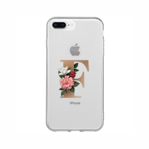 iPhone 7 Plus F Harfi Desenli Şeffaf Telefon Kılıfı - 1