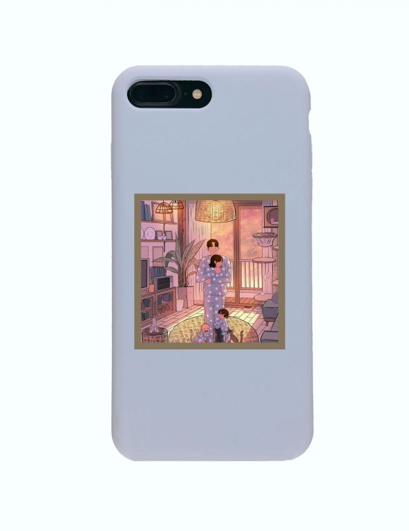 iPhone 7 Plus Premium Lansman Pastel Lila Telefon Kılıfı Özel Çizim - 1