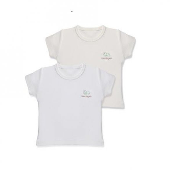 Baby Cosy Organic 2Li Bebek T-şhirt 3008 White Ekru
