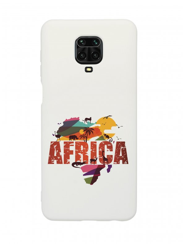 Xiaomi Redmi Note 9S Africa Desenli Premium Silikonlu Beyaz Telefon Kılıfı ürün görseli