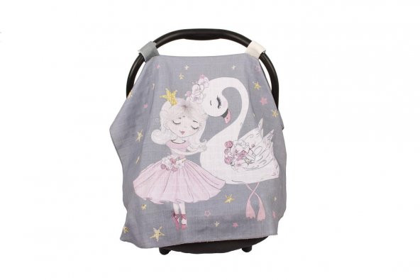 Sevi Bebe Pano Baskılı Müslin Ana Kucağı Örtüsü ART-316 Kuğu