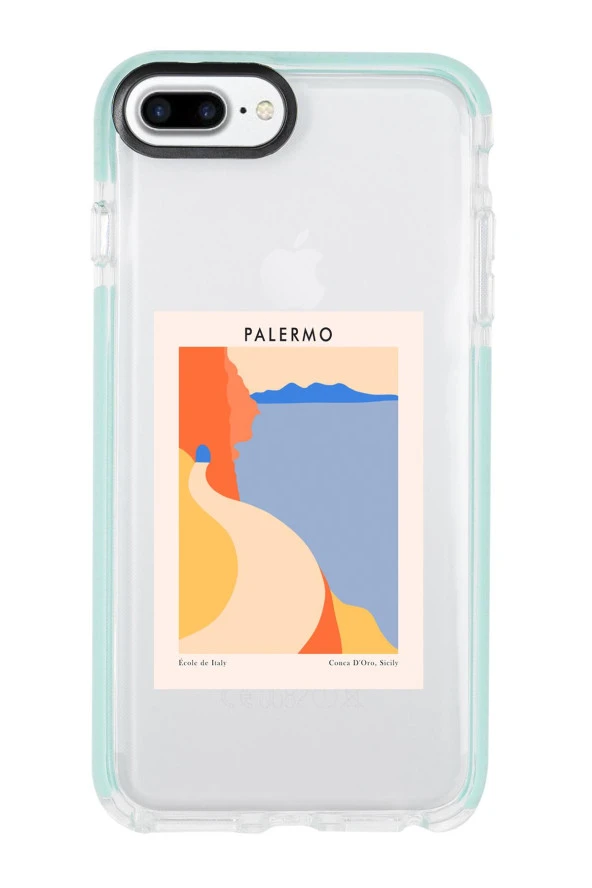 iPhone 8 Plus Palermo Desenli Candy Bumper Silikonlu Telefon Kılıfı