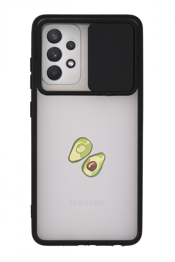 Samsung A32 Kamera Koruma Sürgülü Kapaklı Avokado Art Telefon Kılıfı - 1