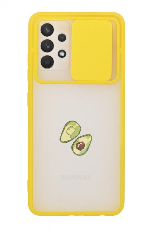 Samsung A32 Kamera Koruma Sürgülü Kapaklı Avokado Art Telefon Kılıfı - 3