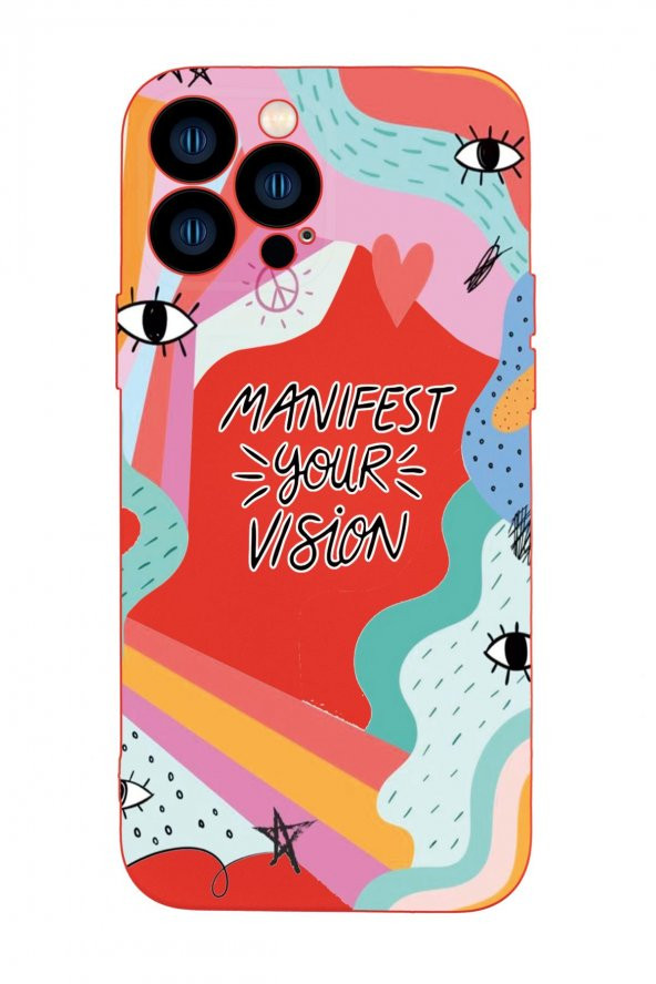 iPhone 13 Pro Uyumlu Manifest Your Vision Desenli Kamera Lens Korumalı Darbe Emici Silikonlu Lansman Kılıf - 3