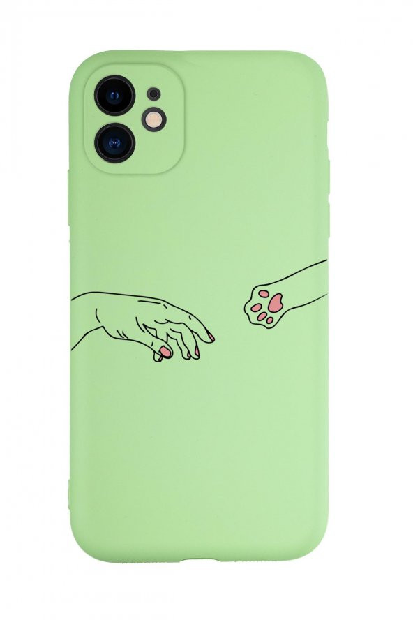 iPhone 11 Uyumlu Hand and Paw Desenli Kamera Korumalı Lansman Kılıf Premium Silikonlu